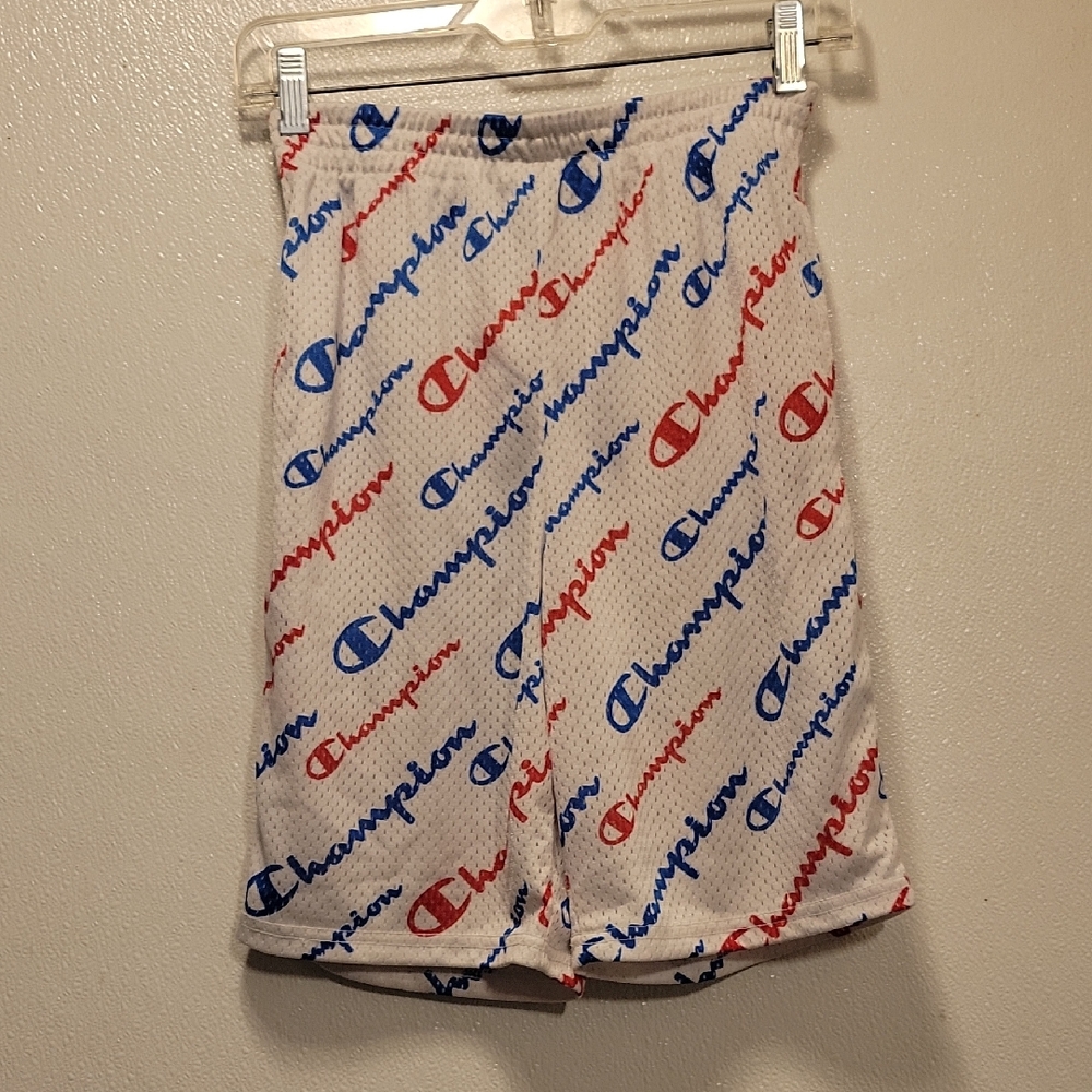 Champion White Shorts with Multicolor Logo
